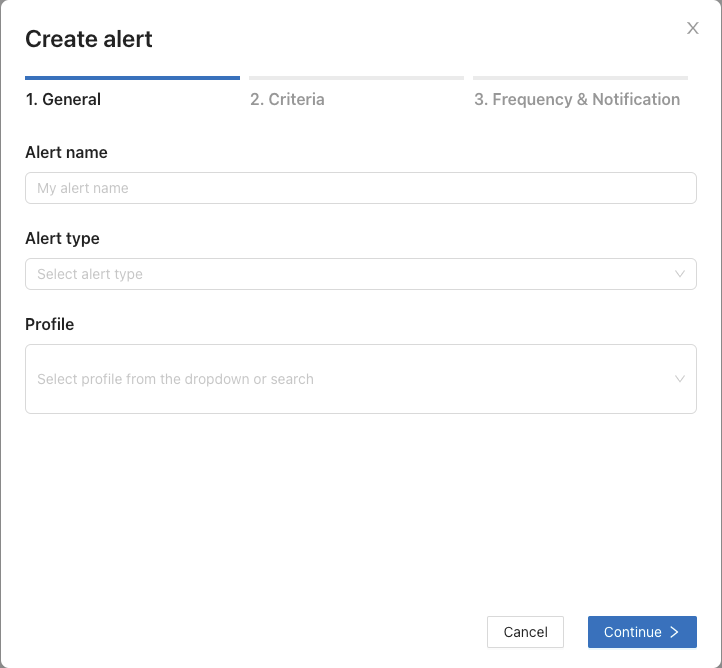 Create alerts step two