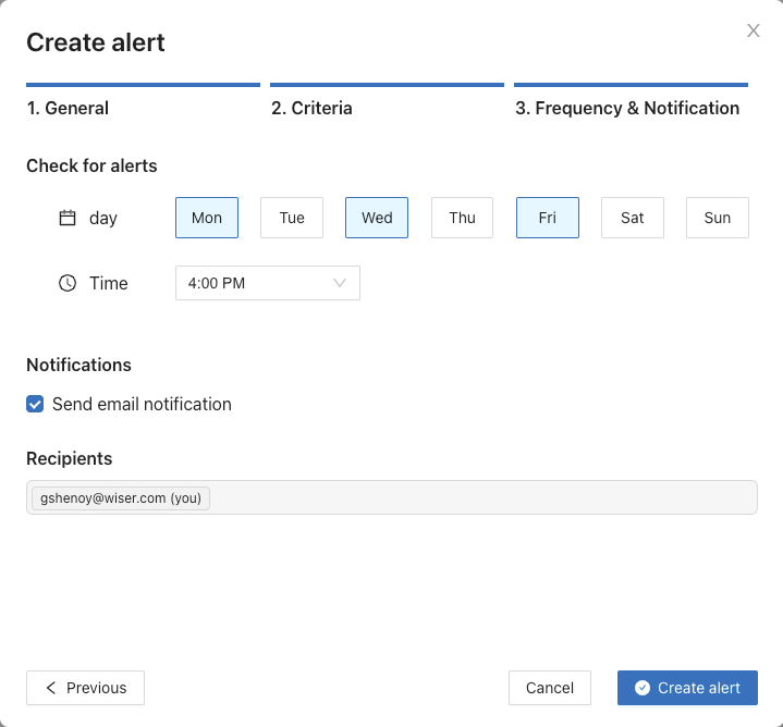 Create alerts step one